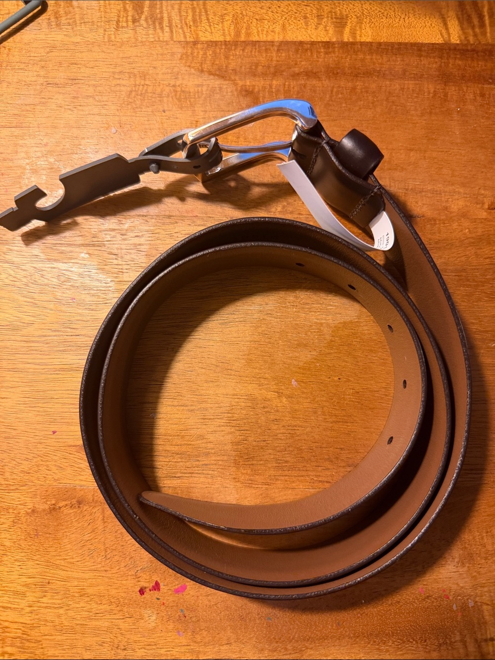 Allen Edmonds Brown Leather Belt; model is Midland, size 38